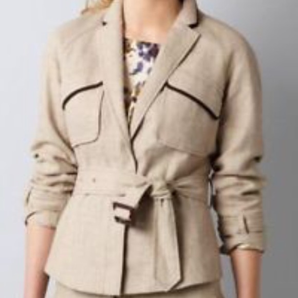 LOFT Jackets & Blazers - Ann Taylor Loft Stone Safari Belted Jacket 10